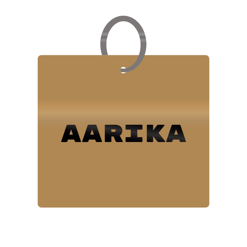 Aarika Engraved on Keychain in MDF 4cm x 4cm x 3mm