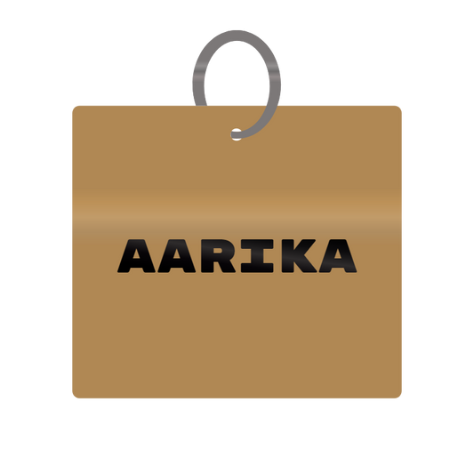 Aarika Engraved on Keychain in MDF 4cm x 4cm x 3mm