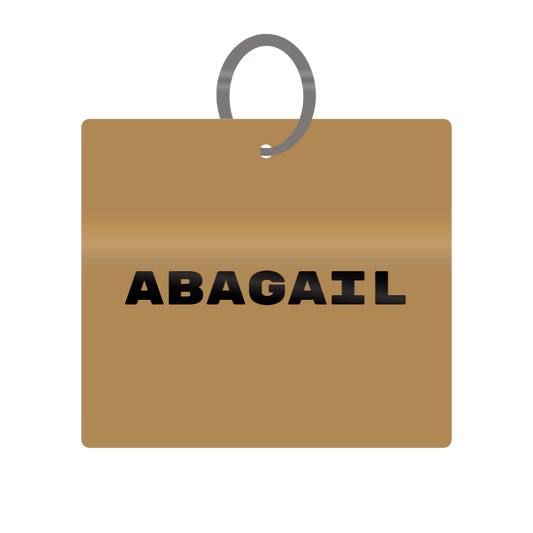 Abagail Engraved on Keychain in MDF 4cm x 4cm x 3mm