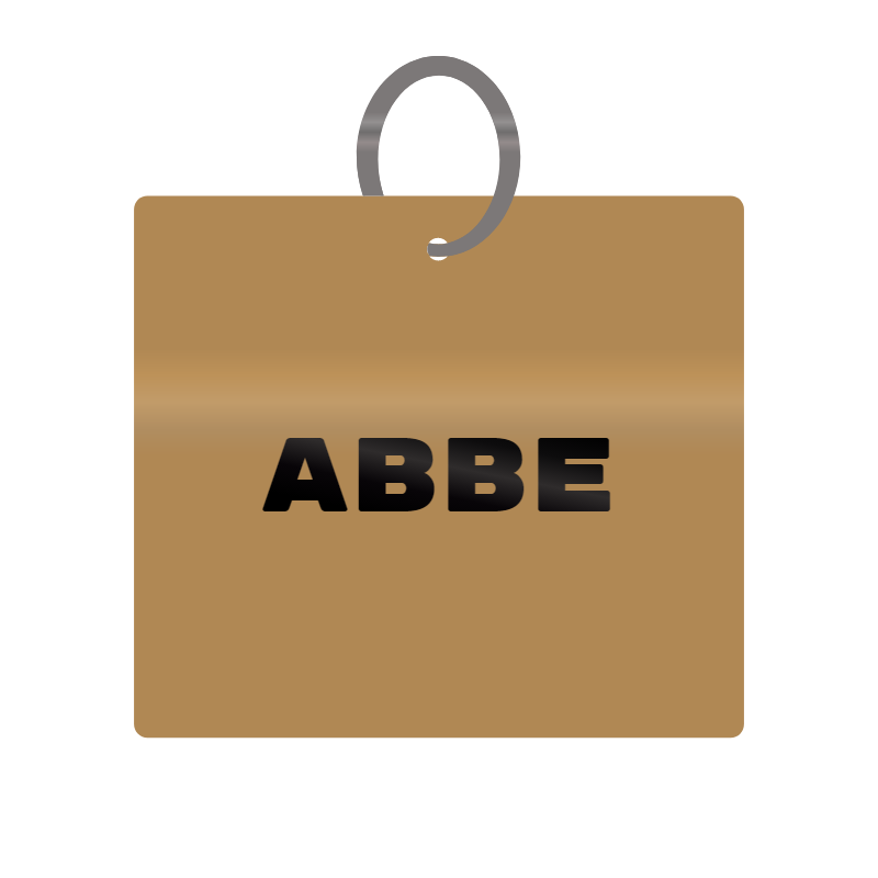 Abbe Engraved on Keychain in MDF 4cm x 4cm x 3mm