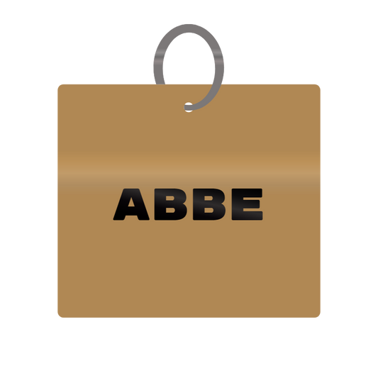 Abbe Engraved on Keychain in MDF 4cm x 4cm x 3mm