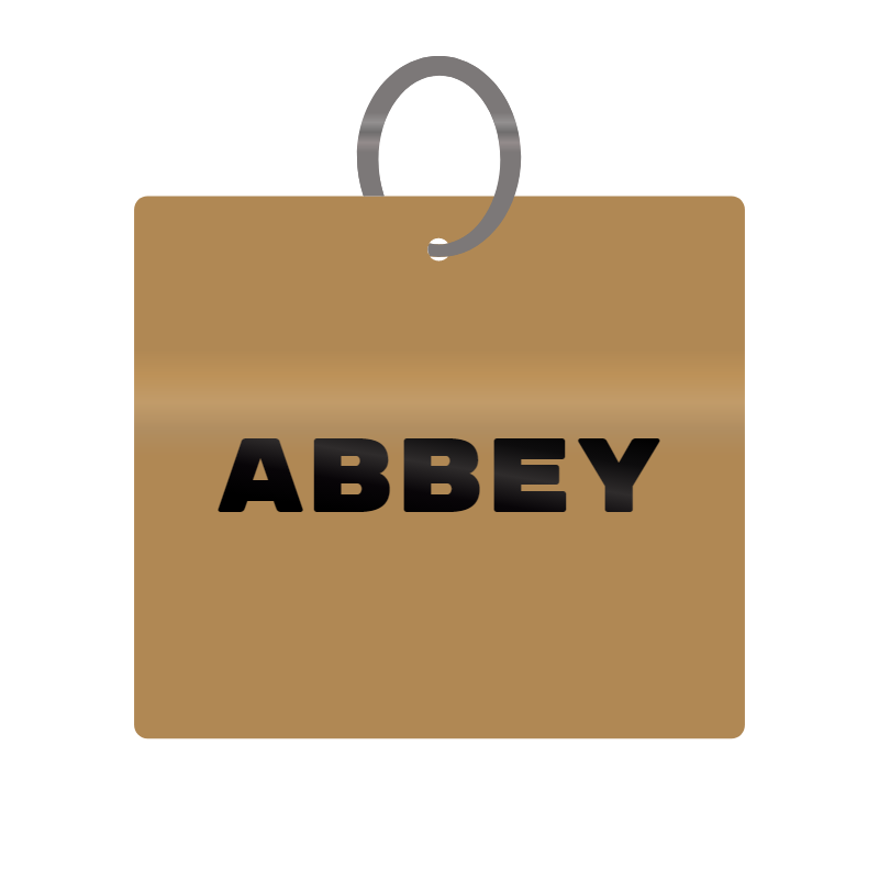 Abbey Engraved on Keychain in MDF 4cm x 4cm x 3mm