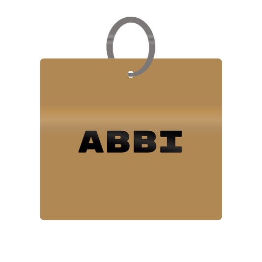 Abbi Engraved on Keychain in MDF 4cm x 4cm x 3mm