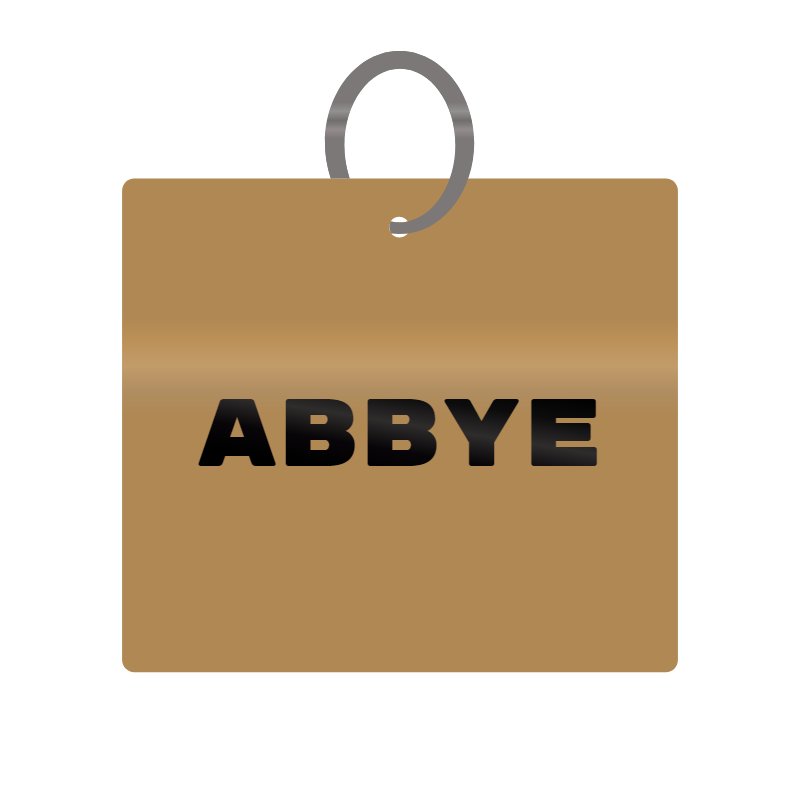 Abbye Engraved on Keychain in MDF 4cm x 4cm x 3mm