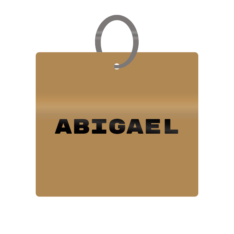 Abigael Engraved on Keychain in MDF 4cm x 4cm x 3mm