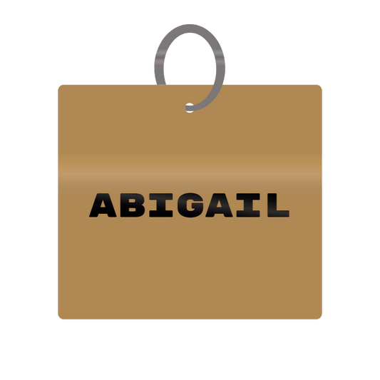 Abigail Engraved on Keychain in MDF 4cm x 4cm x 3mm