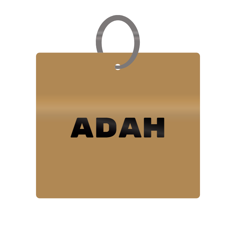 Adah Engraved on Keychain in MDF 4cm x 4cm x 3mm