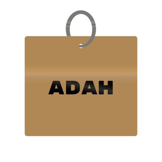 Adah Engraved on Keychain in MDF 4cm x 4cm x 3mm