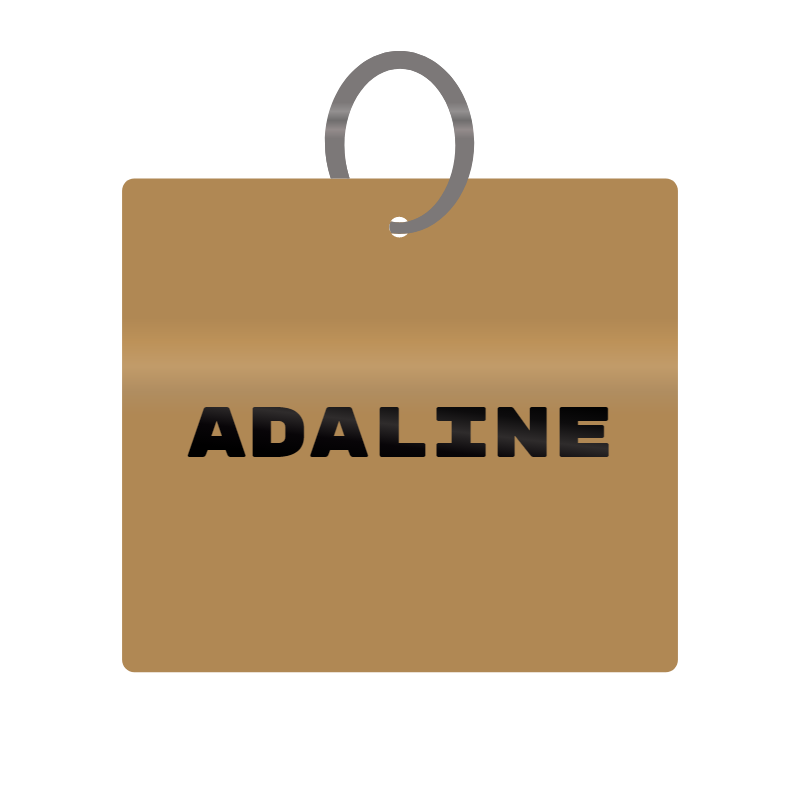 Adaline Engraved on Keychain in MDF 4cm x 4cm x 3mm