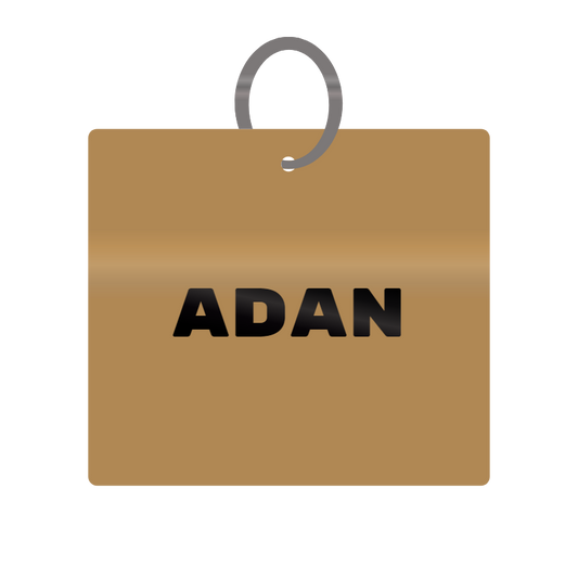 Adan Engraved on Keychain in MDF 4cm x 4cm x 3mm