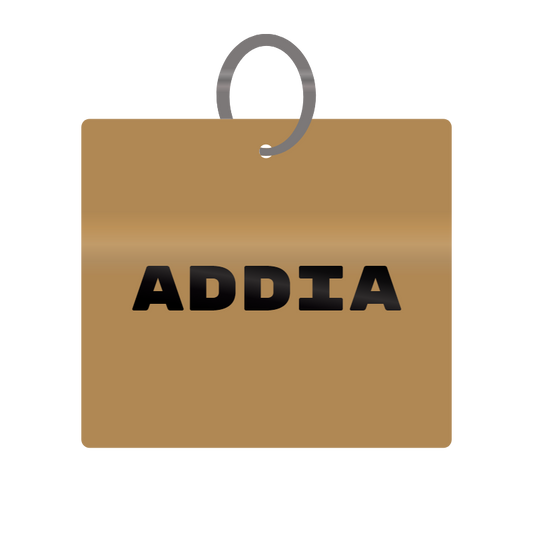 Addia Engraved on Keychain in MDF 4cm x 4cm x 3mm