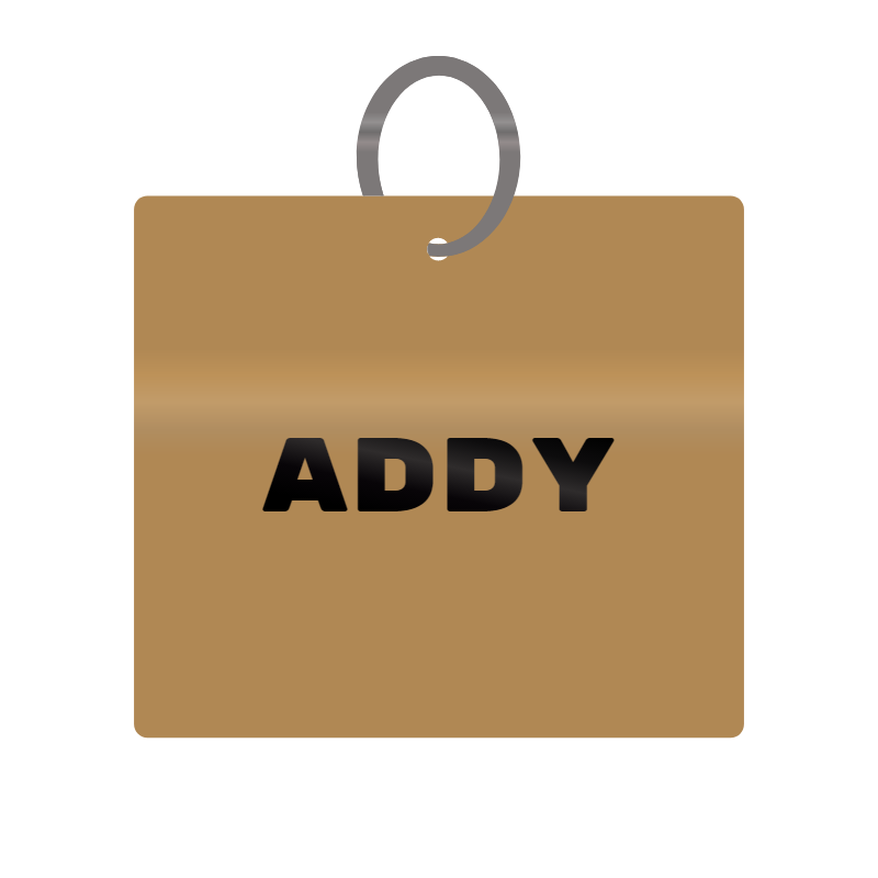 Addy Engraved on Keychain in MDF 4cm x 4cm x 3mm