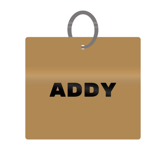 Addy Engraved on Keychain in MDF 4cm x 4cm x 3mm