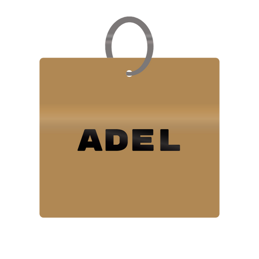 Adel Engraved on Keychain in MDF 4cm x 4cm x 3mm