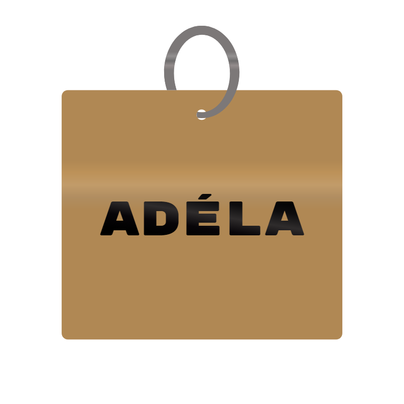 Adela Engraved on Keychain in MDF 4cm x 4cm x 3mm