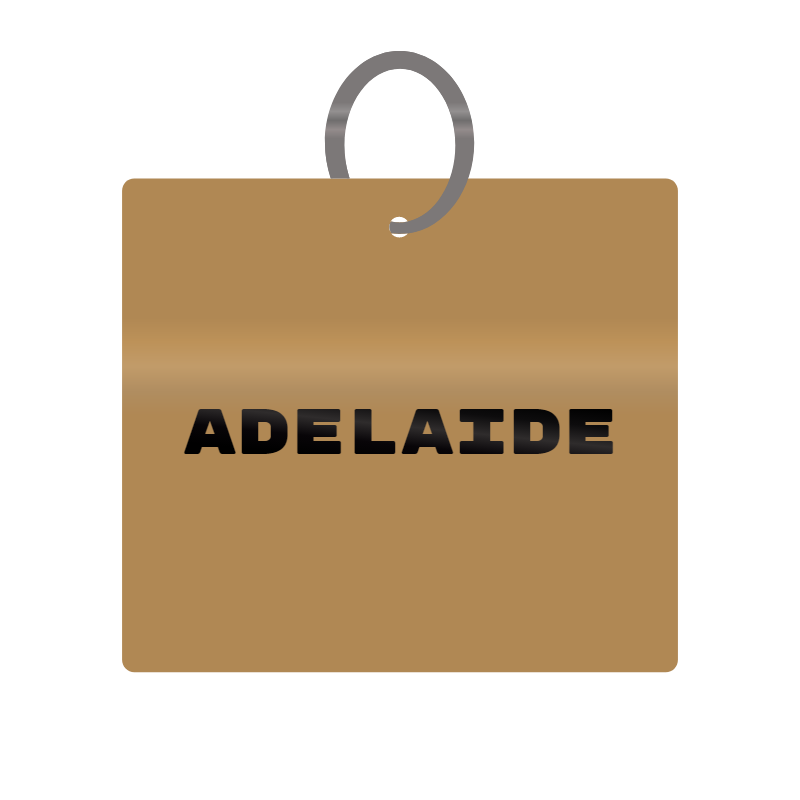 Adelaide Engraved on Keychain in MDF 4cm x 4cm x 3mm