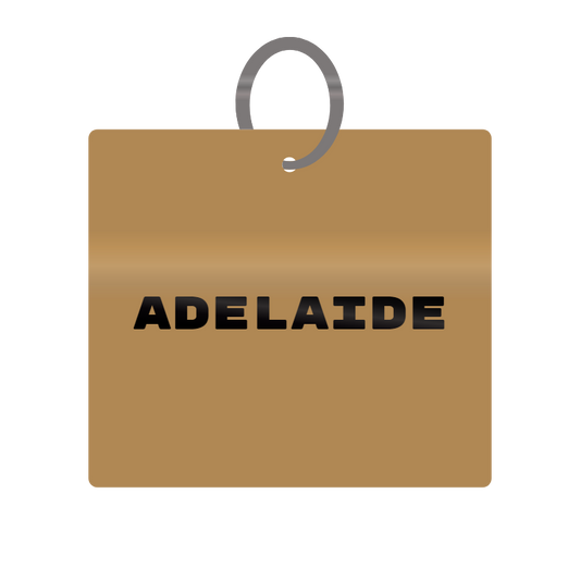 Adelaide Engraved on Keychain in MDF 4cm x 4cm x 3mm