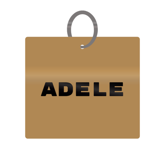 Adele Engraved on Keychain in MDF 4cm x 4cm x 3mm