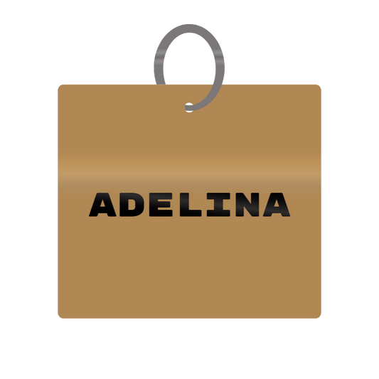 Adelina Engraved on Keychain in MDF 4cm x 4cm x 3mm