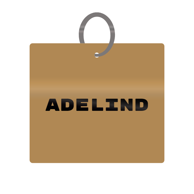 Adelind Engraved on Keychain in MDF 4cm x 4cm x 3mm