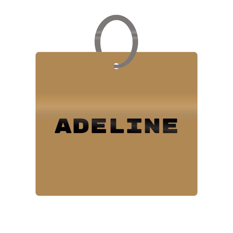 Adeline Engraved on Keychain in MDF 4cm x 4cm x 3mm