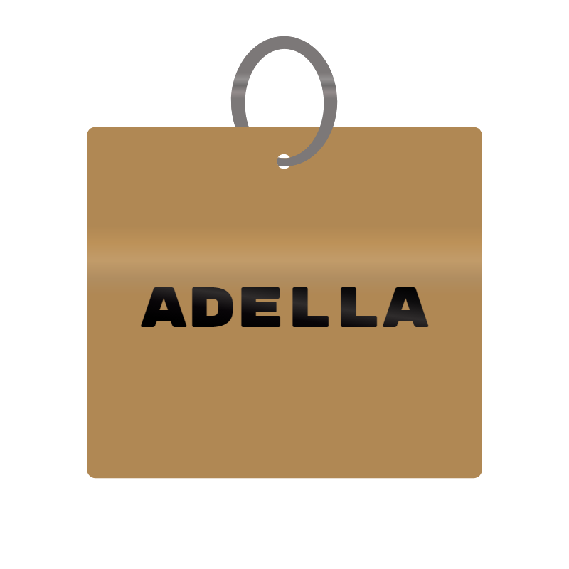 Adella Engraved on Keychain in MDF 4cm x 4cm x 3mm