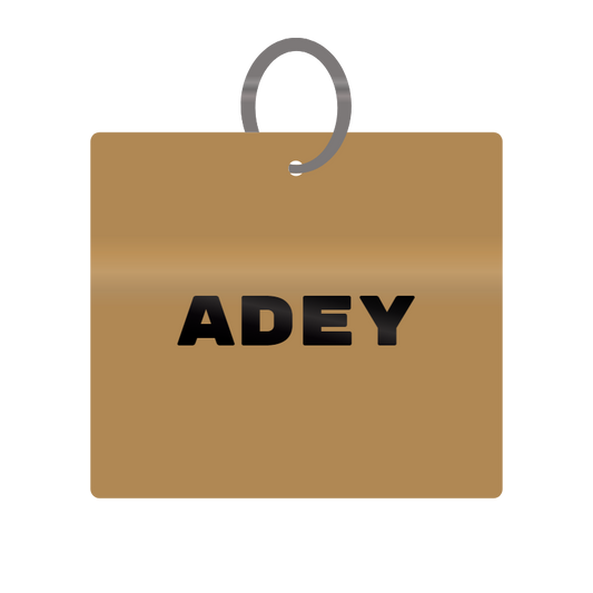 Adey Engraved on Keychain in MDF 4cm x 4cm x 3mm