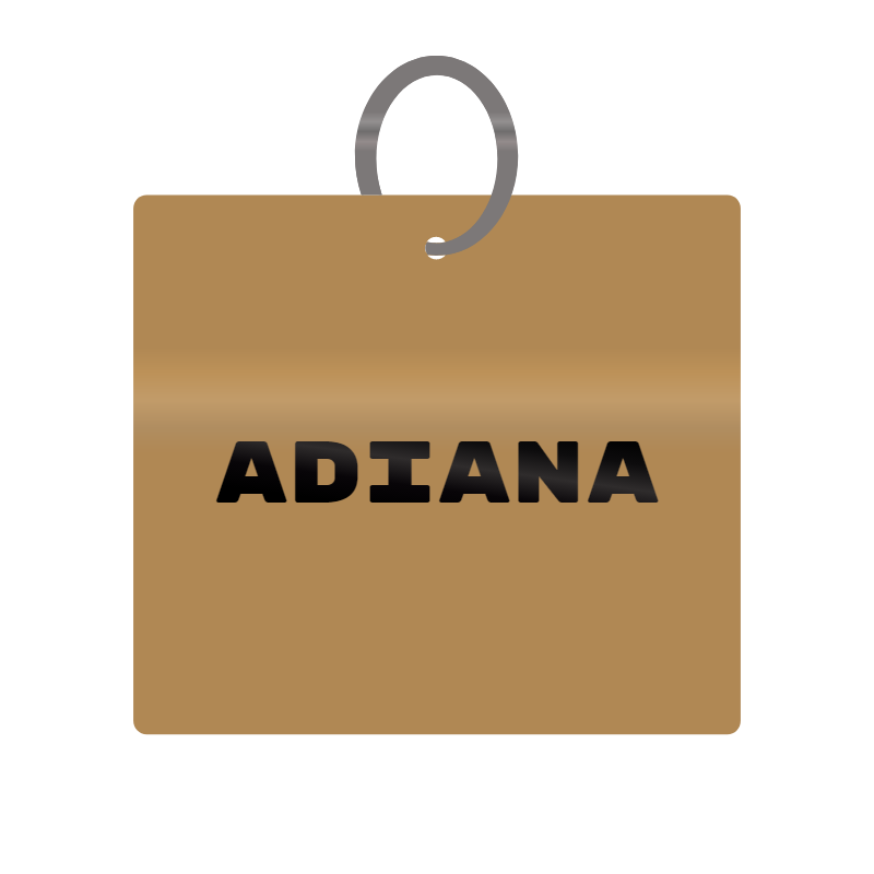 Adiana Engraved on Keychain in MDF 4cm x 4cm x 3mm