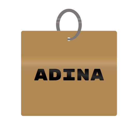 Adina Engraved on Keychain in MDF 4cm x 4cm x 3mm