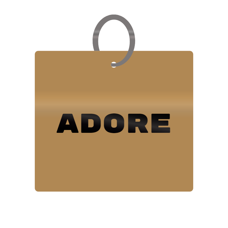 Adore Engraved on Keychain in MDF 4cm x 4cm x 3mm