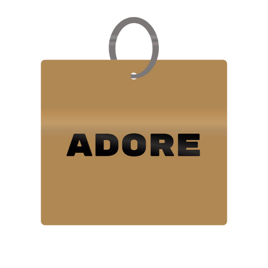 Adore Engraved on Keychain in MDF 4cm x 4cm x 3mm