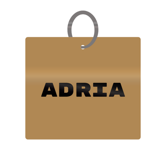 Adria Engraved on Keychain in MDF 4cm x 4cm x 3mm