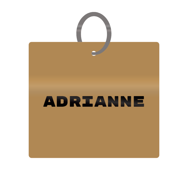 Adrianne Engraved on Keychain in MDF 4cm x 4cm x 3mm