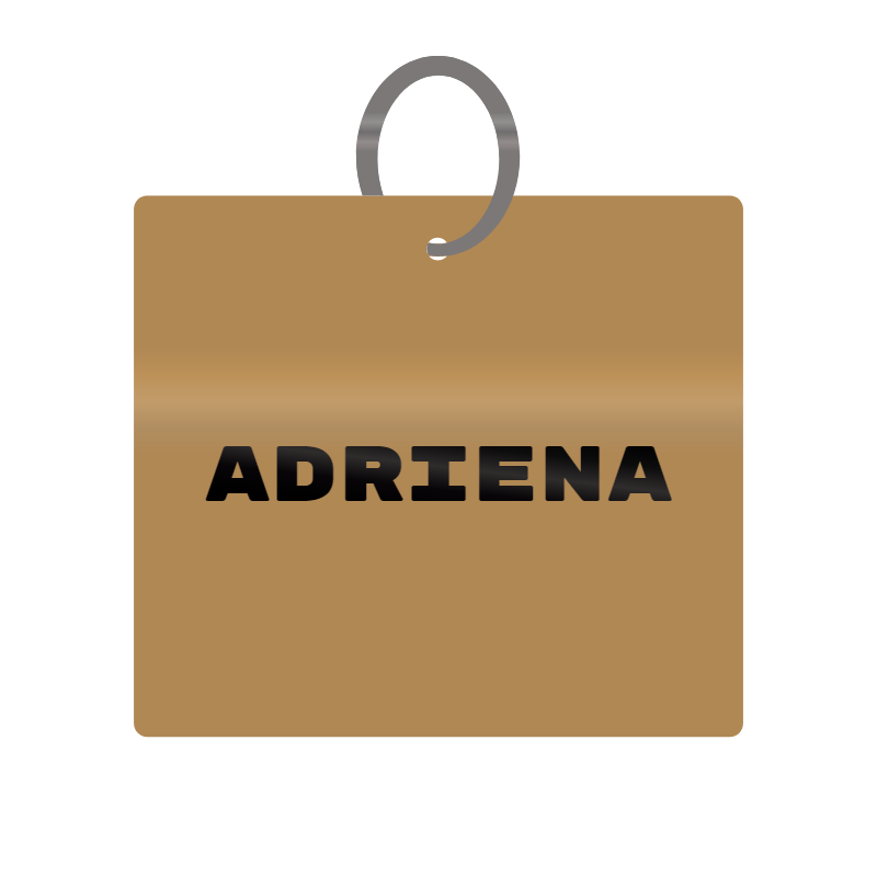 Adriena Engraved on Keychain in MDF 4cm x 4cm x 3mm