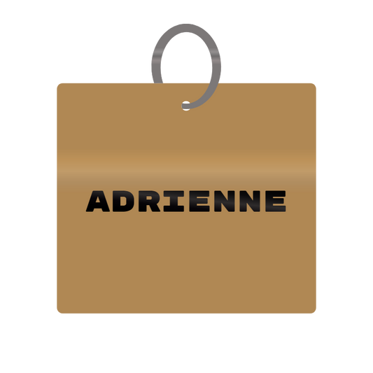 Adrienne Engraved on Keychain in MDF 4cm x 4cm x 3mm