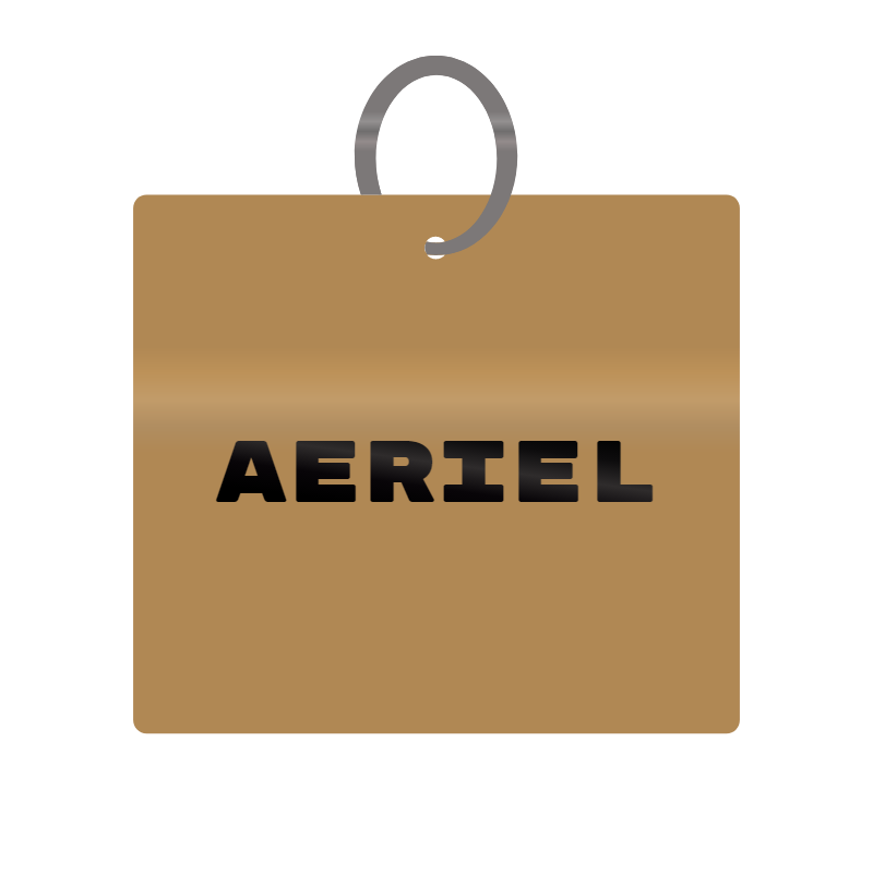 Aeriel Engraved on Keychain in MDF 4cm x 4cm x 3mm