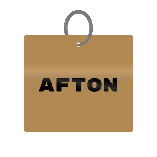 Afton Engraved on Keychain in MDF 4cm x 4cm x 3mm