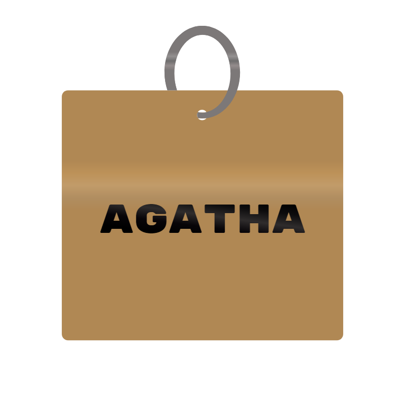 Agatha Engraved on Keychain in MDF 4cm x 4cm x 3mm