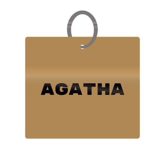 Agatha Engraved on Keychain in MDF 4cm x 4cm x 3mm