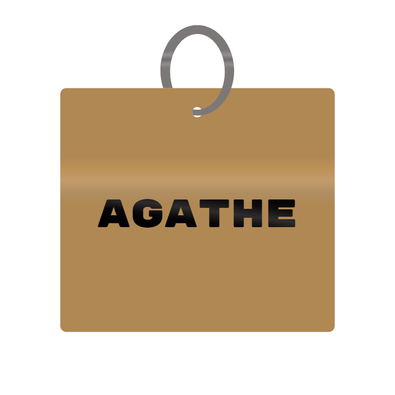 Agathe Engraved on Keychain in MDF 4cm x 4cm x 3mm