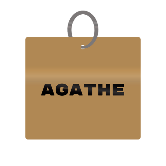 Agathe Engraved on Keychain in MDF 4cm x 4cm x 3mm