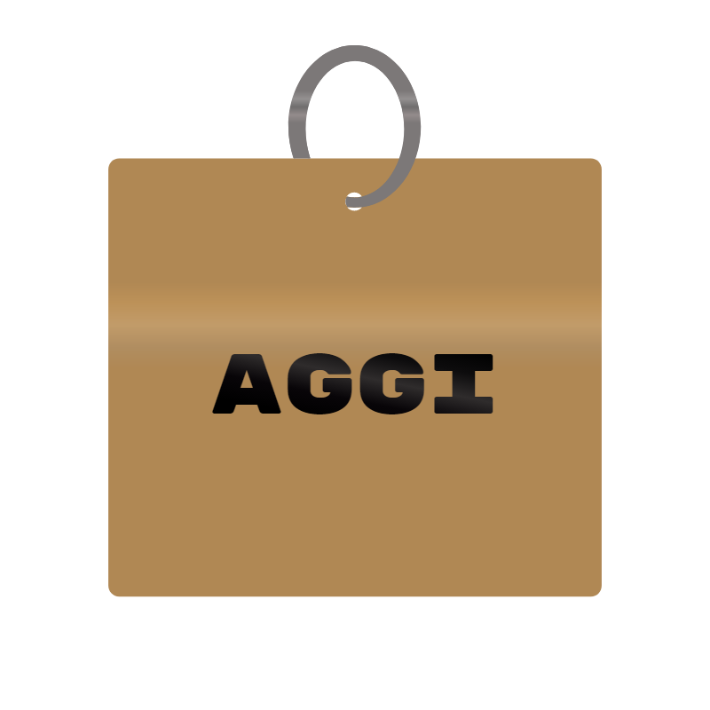 Aggi Engraved on Keychain in MDF 4cm x 4cm x 3mm