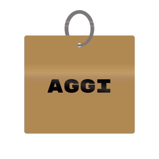 Aggi Engraved on Keychain in MDF 4cm x 4cm x 3mm