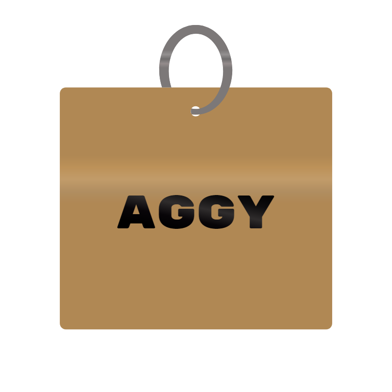 Aggy Engraved on Keychain in MDF 4cm x 4cm x 3mm