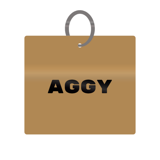 Aggy Engraved on Keychain in MDF 4cm x 4cm x 3mm