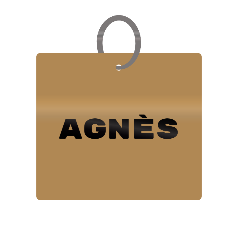 Agnes Engraved on Keychain in MDF 4cm x 4cm x 3mm