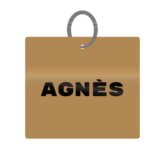 Agnes Engraved on Keychain in MDF 4cm x 4cm x 3mm