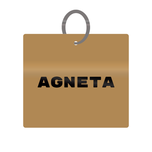 Agneta Engraved on Keychain in MDF 4cm x 4cm x 3mm