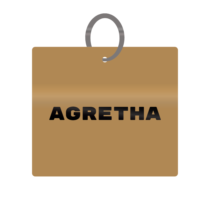 Agretha Engraved on Keychain in MDF 4cm x 4cm x 3mm