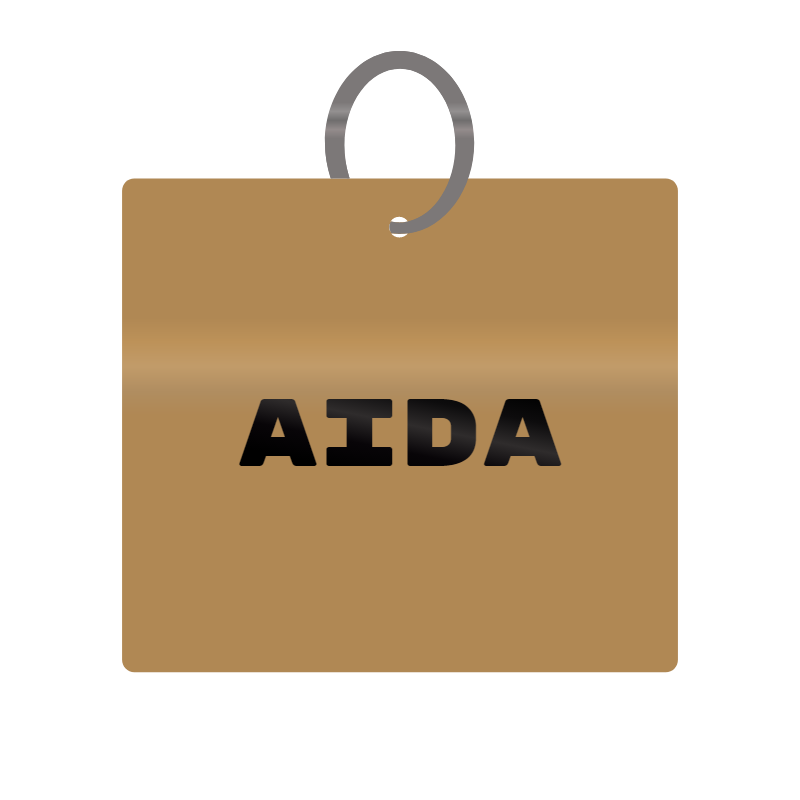 Aida Engraved on Keychain in MDF 4cm x 4cm x 3mm